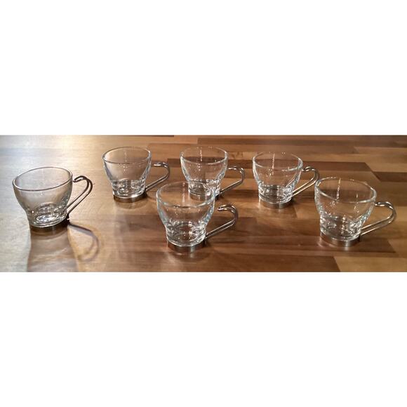 Set of 6 Bormioli Rocco Verdi Italy Espresso Clear Glass Espresso Demitasse Cups - Picture 1 of 9